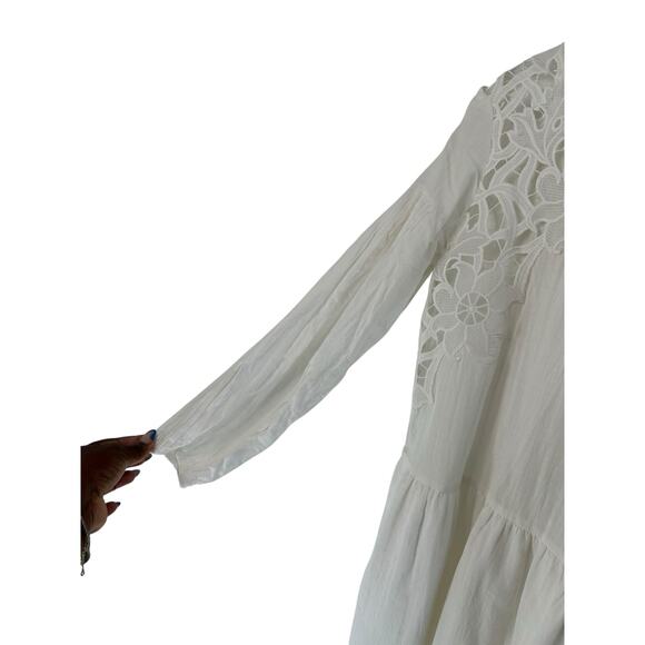Sandro Paris Dress Basic White Floral Cutout Ethereal Elegance Angelcore Small - Picture 7 of 13